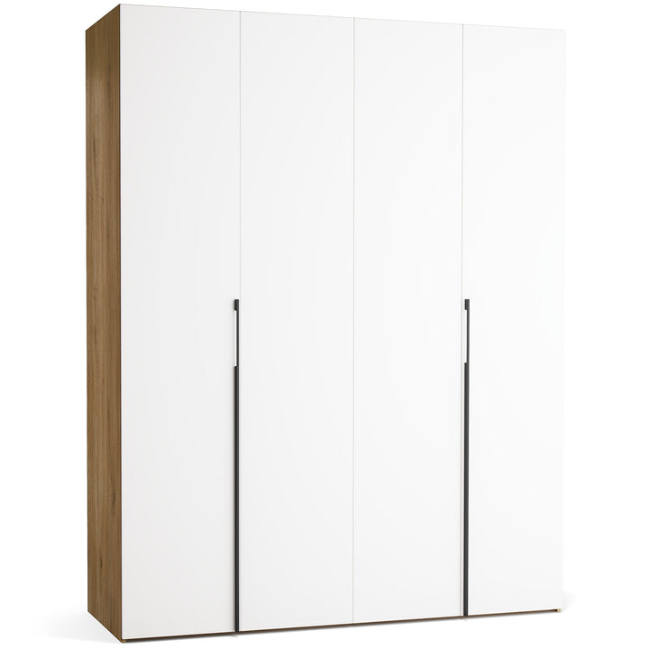 Dulap cu 4 usi albe si carcasa stejar VOX Stor L 175 cm