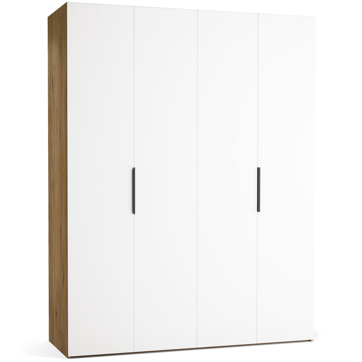 Dulap cu 4 usi albe si carcasa stejar VOX Stor L 175 cm
