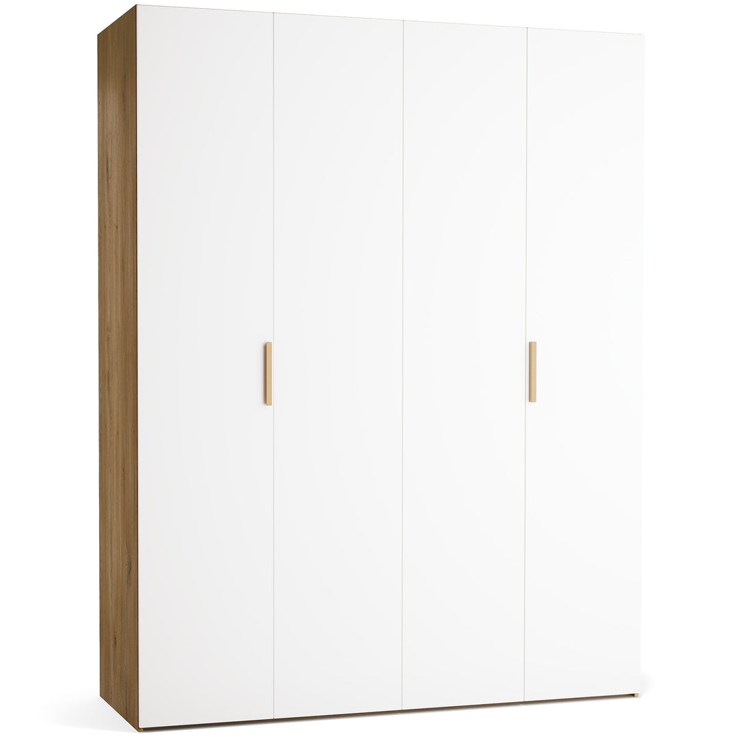 Dulap cu 4 usi albe si carcasa stejar VOX Stor L 175 cm