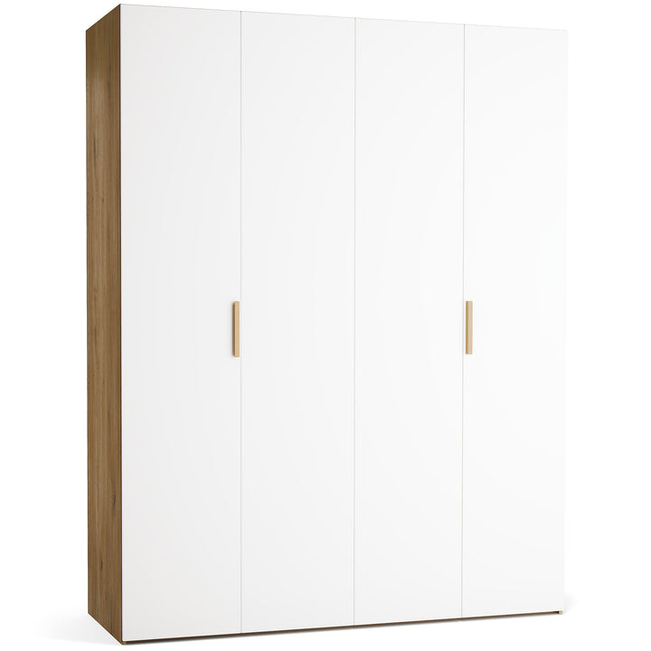 Dulap cu 4 usi albe si carcasa stejar VOX Stor L 175 cm