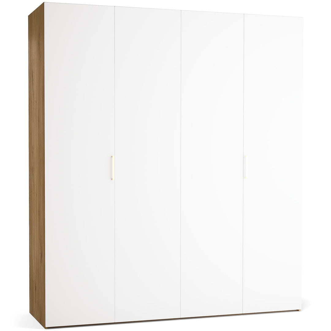 Dulap cu 4 usi albe si carcasa stejar VOX Stor L 200 cm