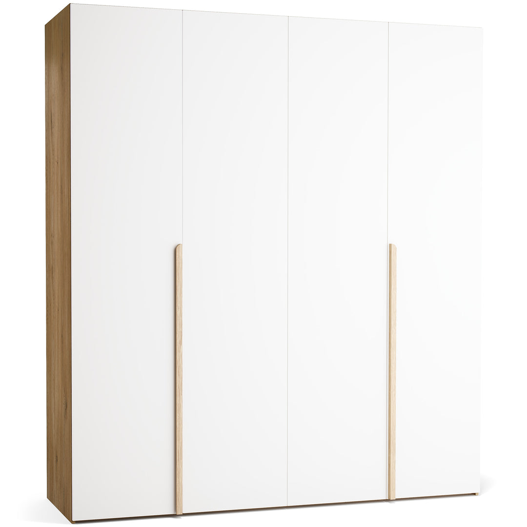 Dulap cu 4 usi albe si carcasa stejar VOX Stor L 200 cm