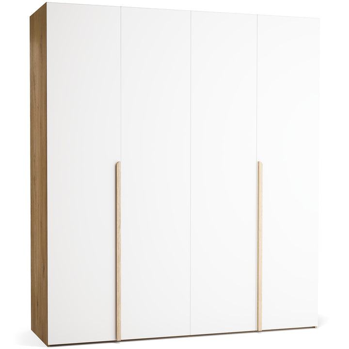 Dulap cu 4 usi albe si carcasa stejar VOX Stor L 200 cm