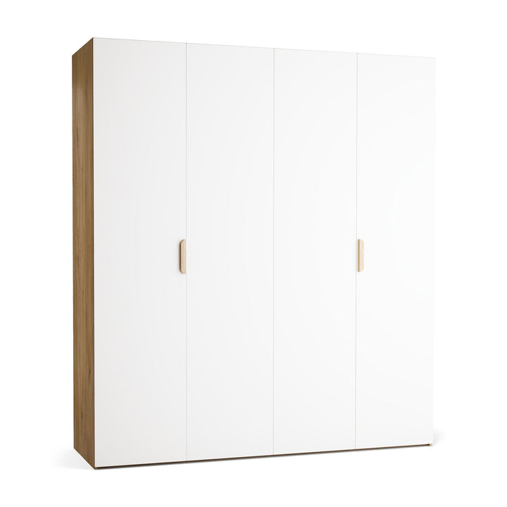 Dulap cu 4 usi albe si carcasa stejar VOX Stor L 200 cm