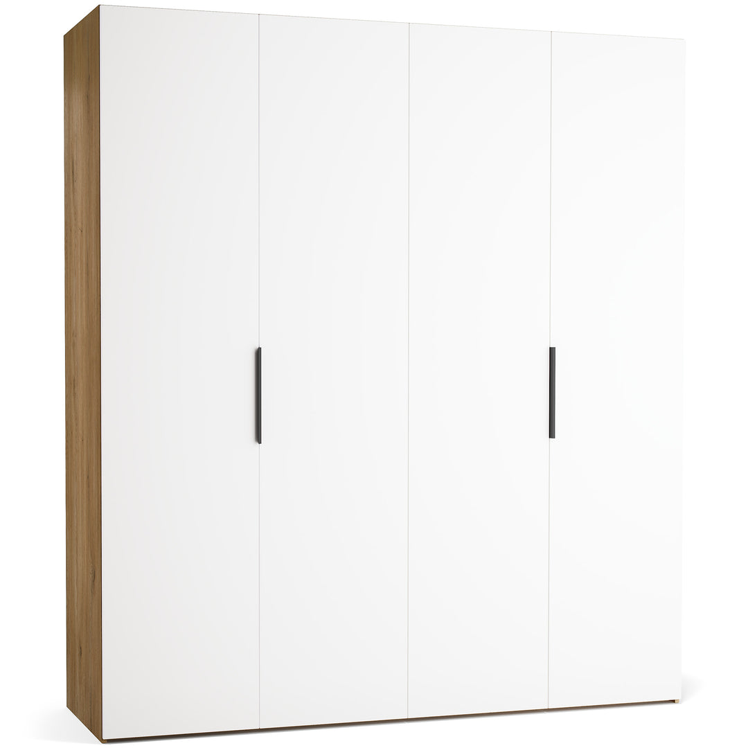 Dulap cu 4 usi albe si carcasa stejar VOX Stor L 200 cm