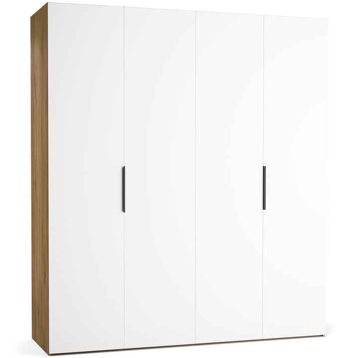 Dulap cu 4 usi albe si carcasa stejar VOX Stor L 200 cm