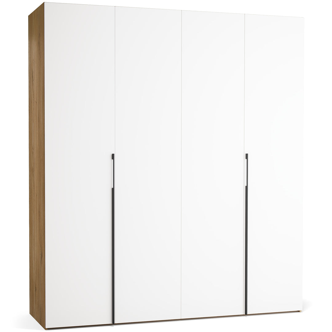 Dulap cu 4 usi albe si carcasa stejar VOX Stor L 200 cm