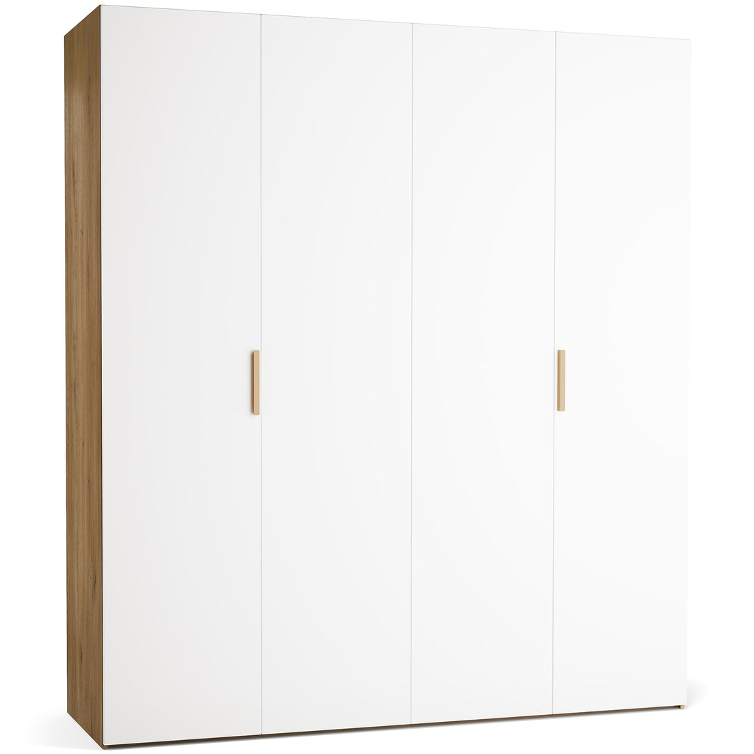 Dulap cu 4 usi albe si carcasa stejar VOX Stor L 200 cm