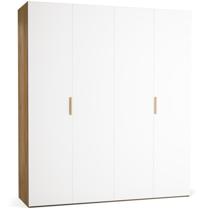 Dulap cu 4 usi albe si carcasa stejar VOX Stor L 200 cm