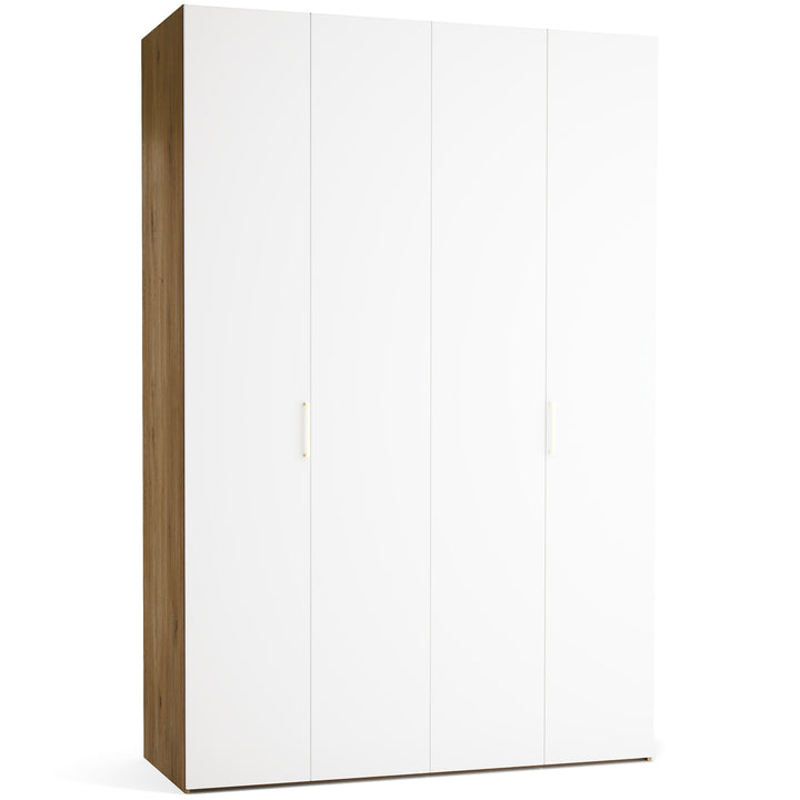 Dulap cu 4 usi albe si carcasa stejar VOX Stor L 160 cm
