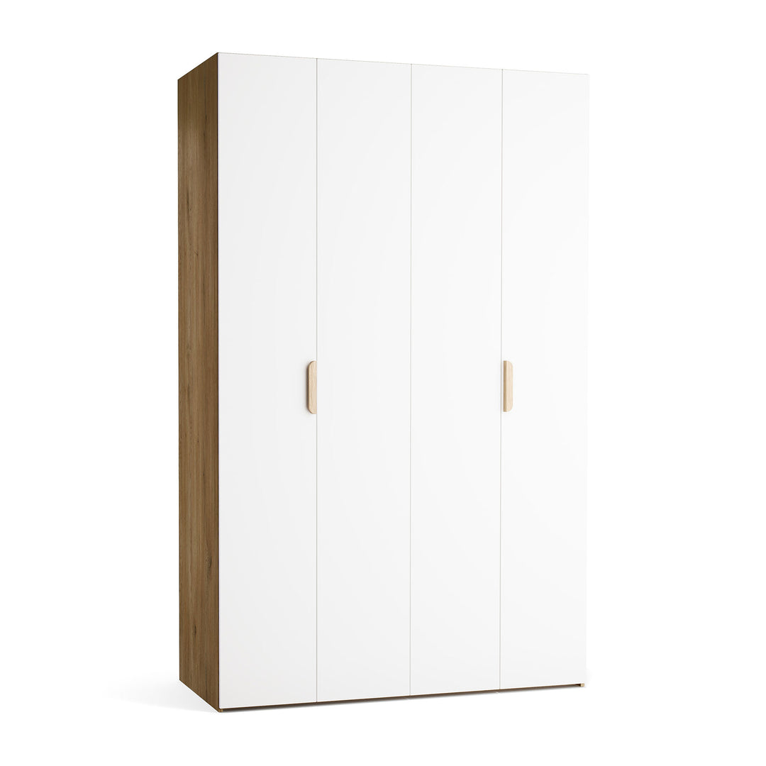 Dulap cu 4 usi albe si carcasa stejar VOX Stor L 140 cm