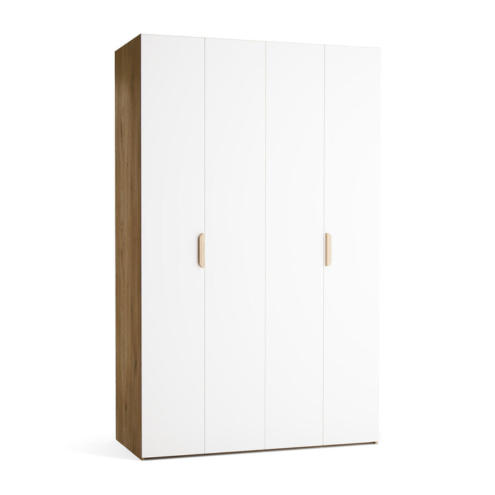 Dulap cu 4 usi albe si carcasa stejar VOX Stor L 140 cm