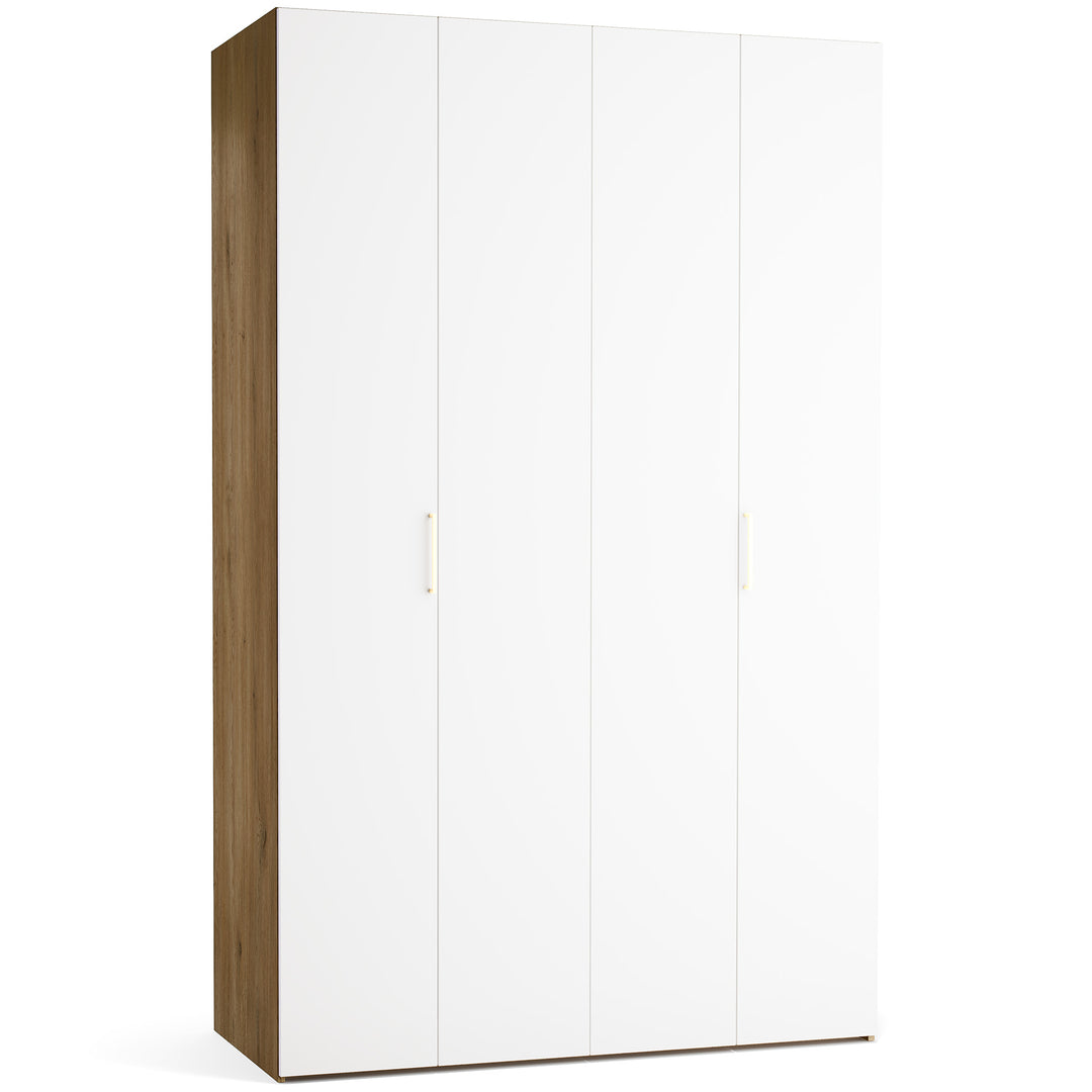 Dulap cu 4 usi albe si carcasa stejar VOX Stor L 140 cm