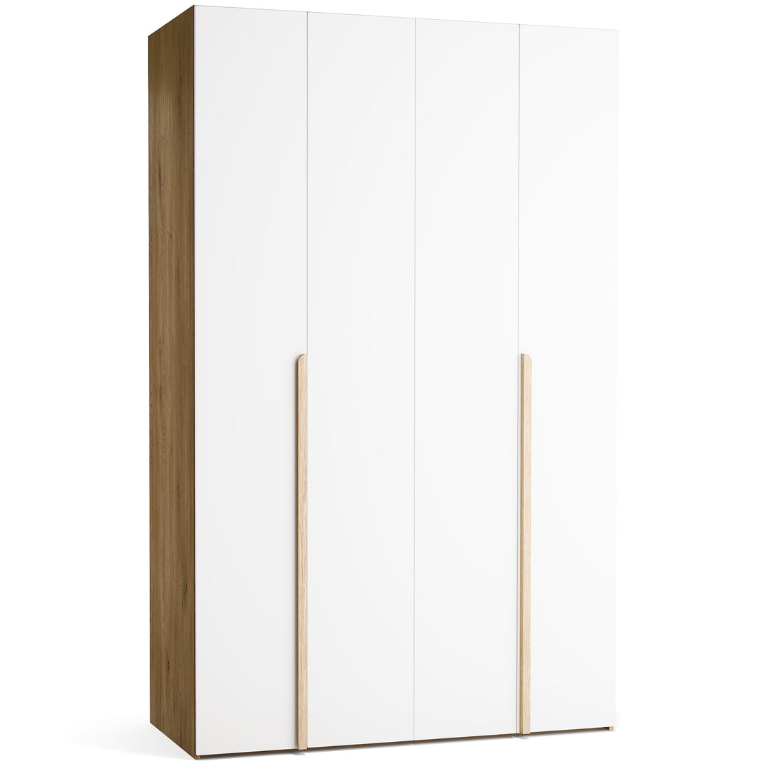 Dulap cu 4 usi albe si carcasa stejar VOX Stor L 140 cm