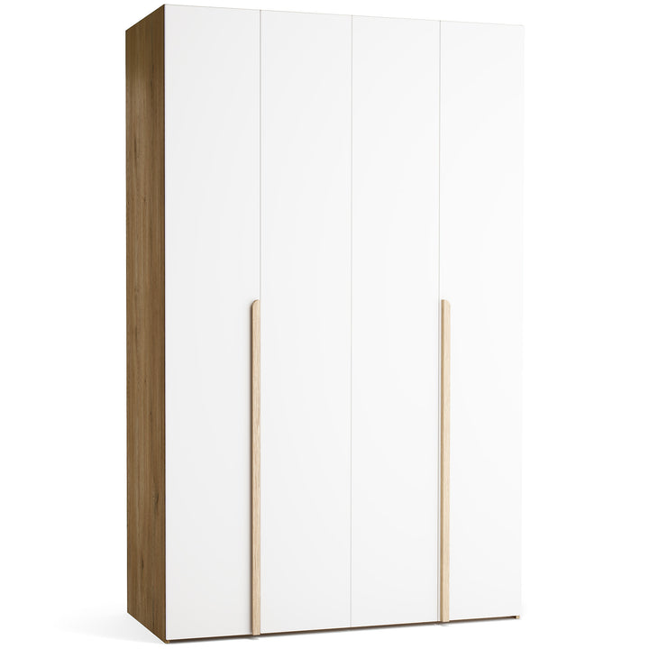 Dulap cu 4 usi albe si carcasa stejar VOX Stor L 140 cm
