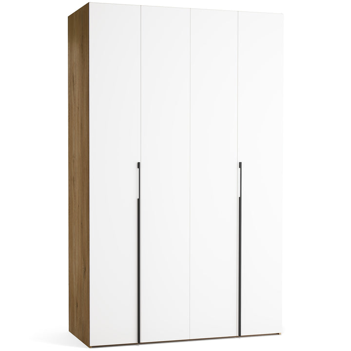 Dulap cu 4 usi albe si carcasa stejar VOX Stor L 140 cm
