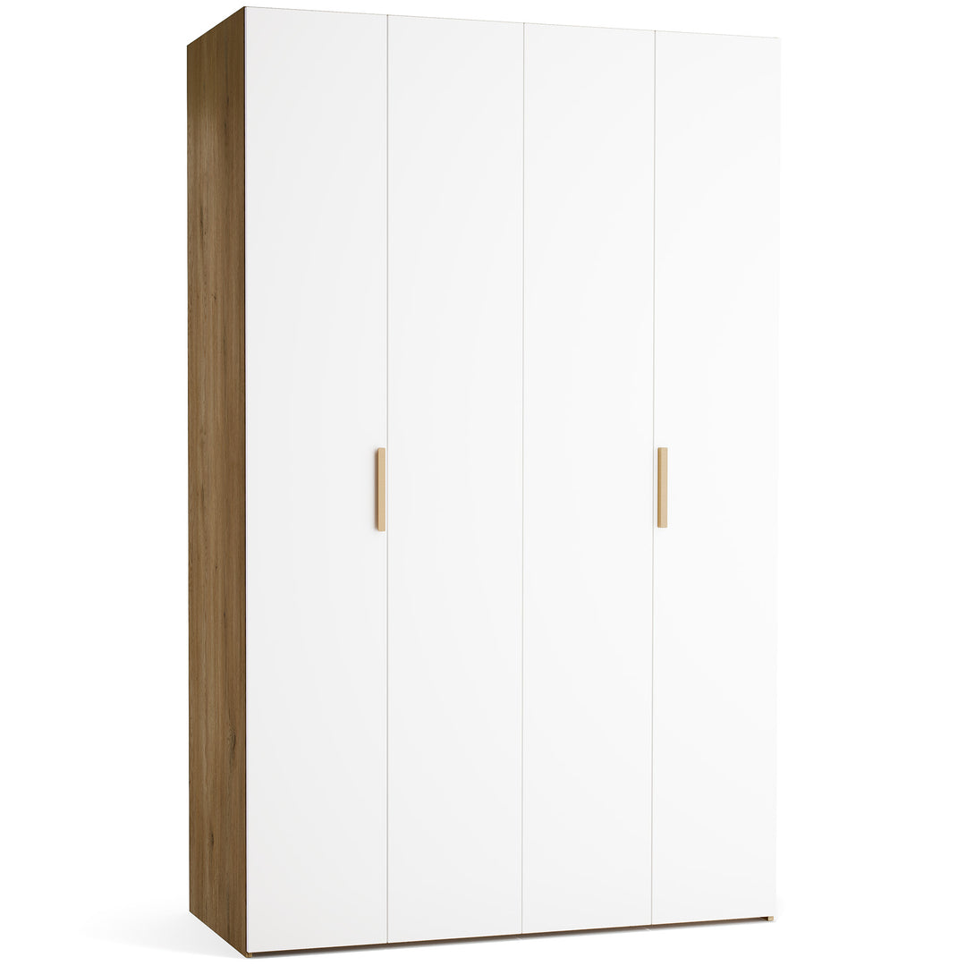 Dulap cu 4 usi albe si carcasa stejar VOX Stor L 140 cm