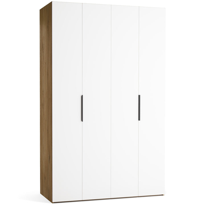 Dulap cu 4 usi albe si carcasa stejar VOX Stor L 140 cm