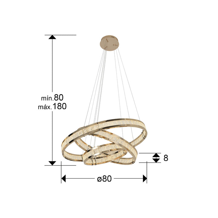 Lustra Schuller Lorian 3 inele Ø80 auriu LED 79W dimmable APP