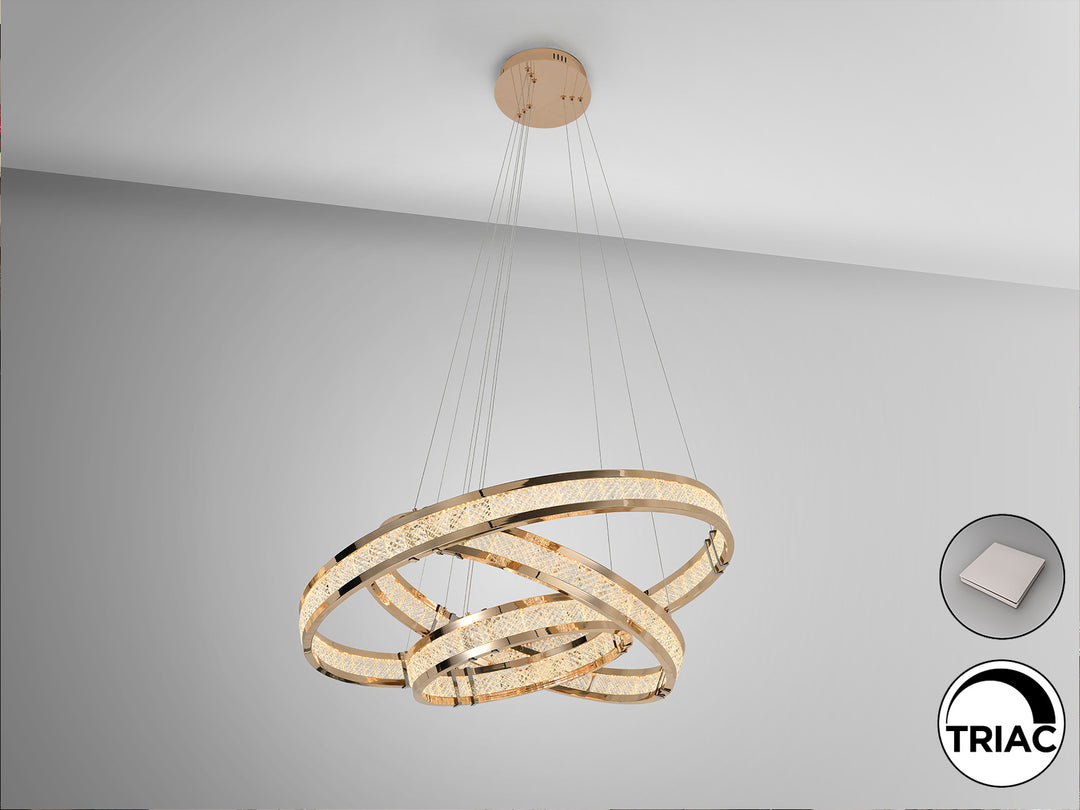 Lustra Schuller Lorian 3 inele Ø80 auriu LED 79W dimmable APP