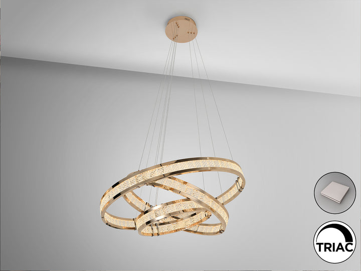 Lustra Schuller Lorian 3 inele Ø80 auriu LED 79W dimmable APP
