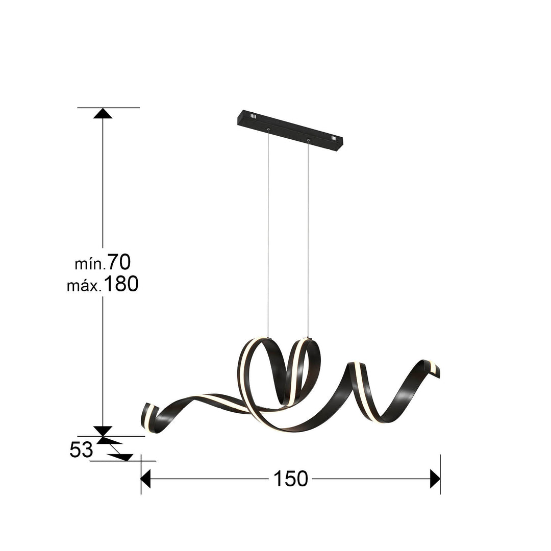 Lustra Schuller Amara orizontală negru mat 150 cm LED CCT telecomandă