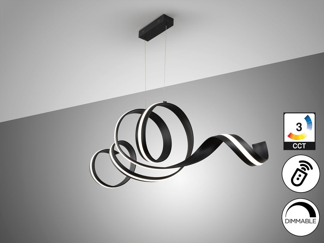 Lustra Schuller Amara orizontală negru mat 150 cm LED CCT telecomandă