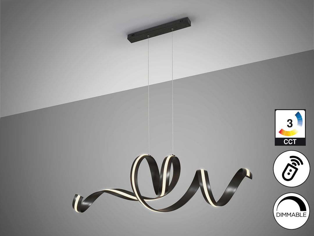 Lustra Schuller Amara orizontală negru mat 150 cm LED CCT telecomandă