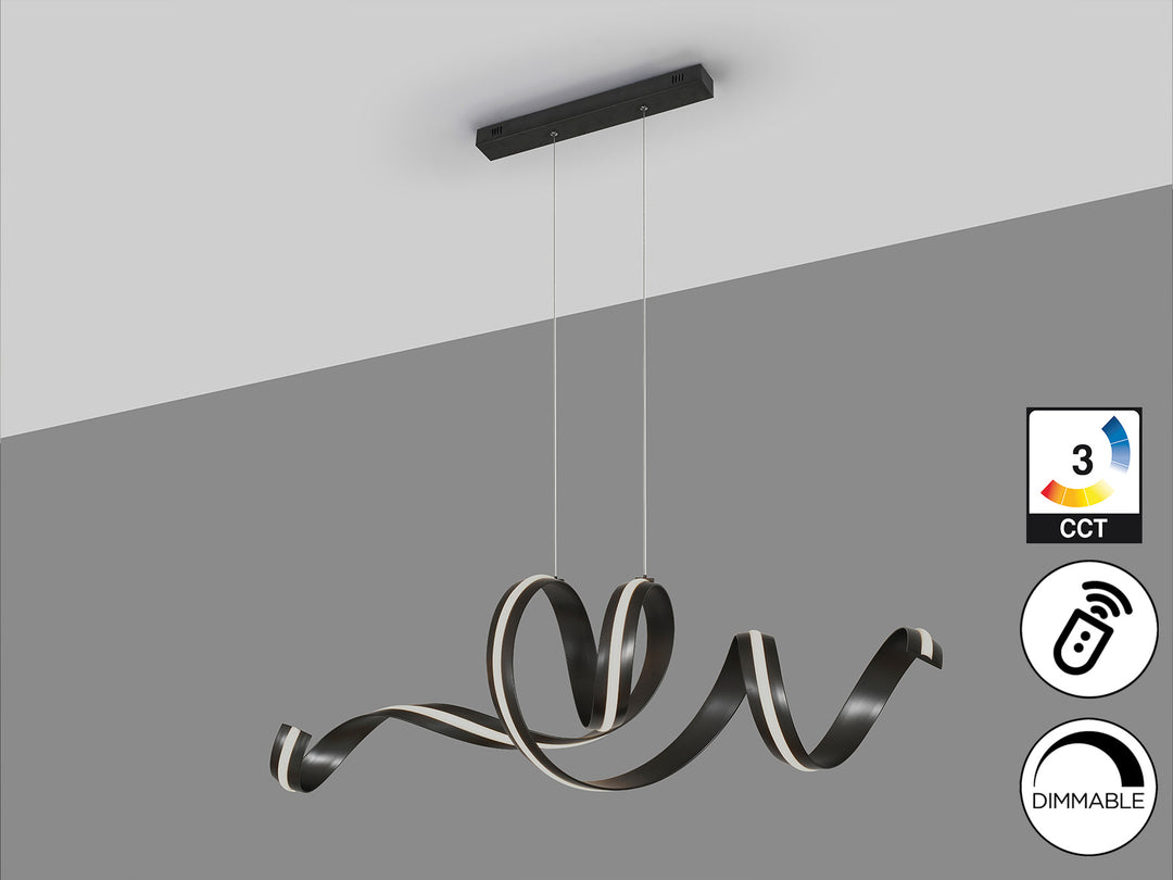 Lustra Schuller Amara orizontală negru mat 150 cm LED CCT telecomandă