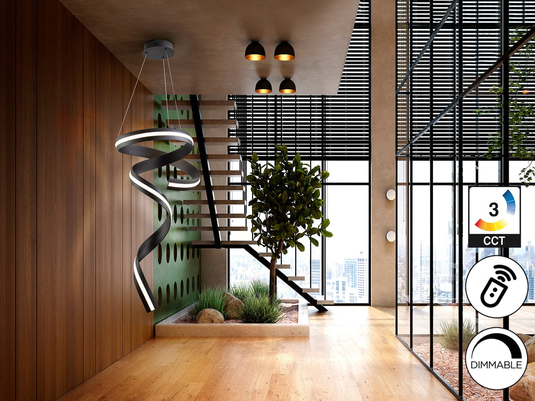 Lustra Schuller Amara verticală negru mat 120 cm LED CCT telecomandă