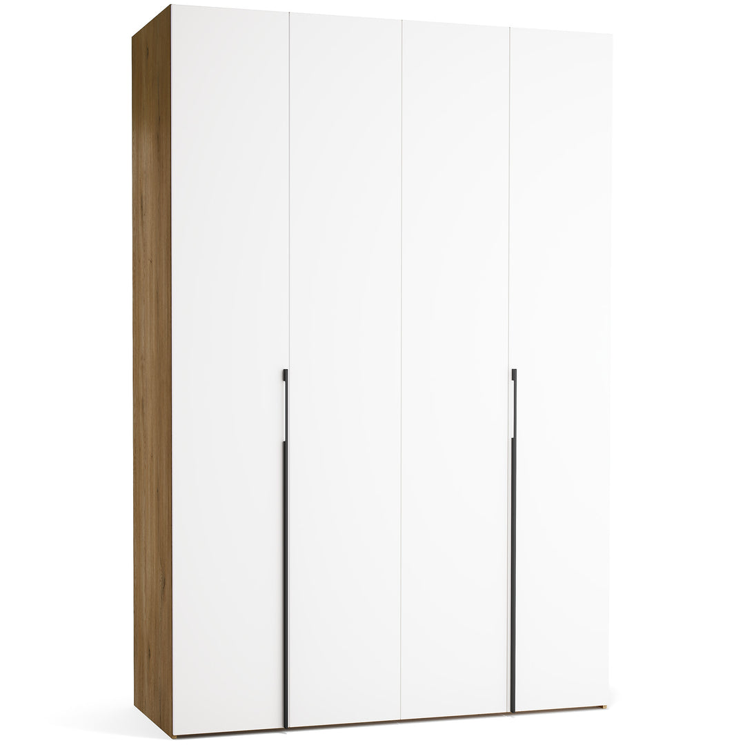 Dulap cu 4 usi albe si carcasa stejar VOX Stor L 160 cm