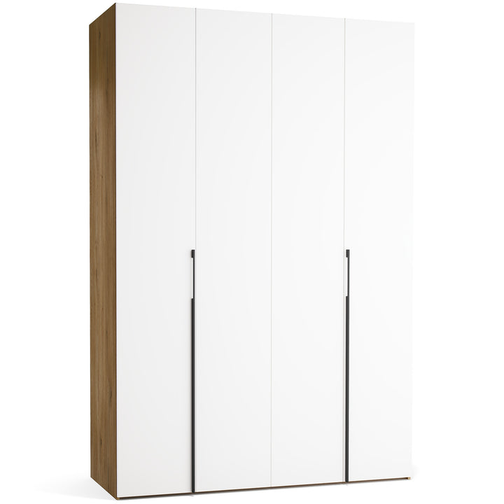 Dulap cu 4 usi albe si carcasa stejar VOX Stor L 160 cm