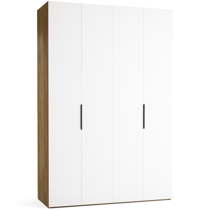 Dulap cu 4 usi albe si carcasa stejar VOX Stor L 160 cm