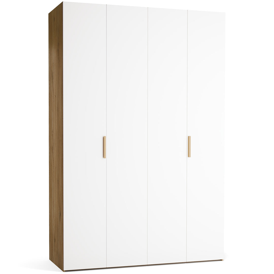 Dulap cu 4 usi albe si carcasa stejar VOX Stor L 160 cm