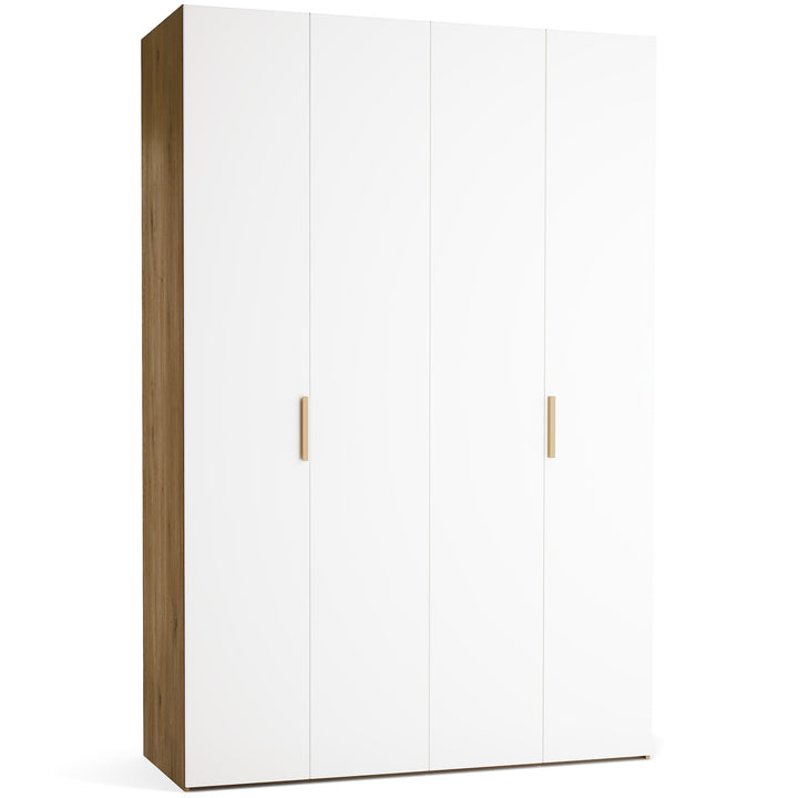 Dulap cu 4 usi albe si carcasa stejar VOX Stor L 160 cm