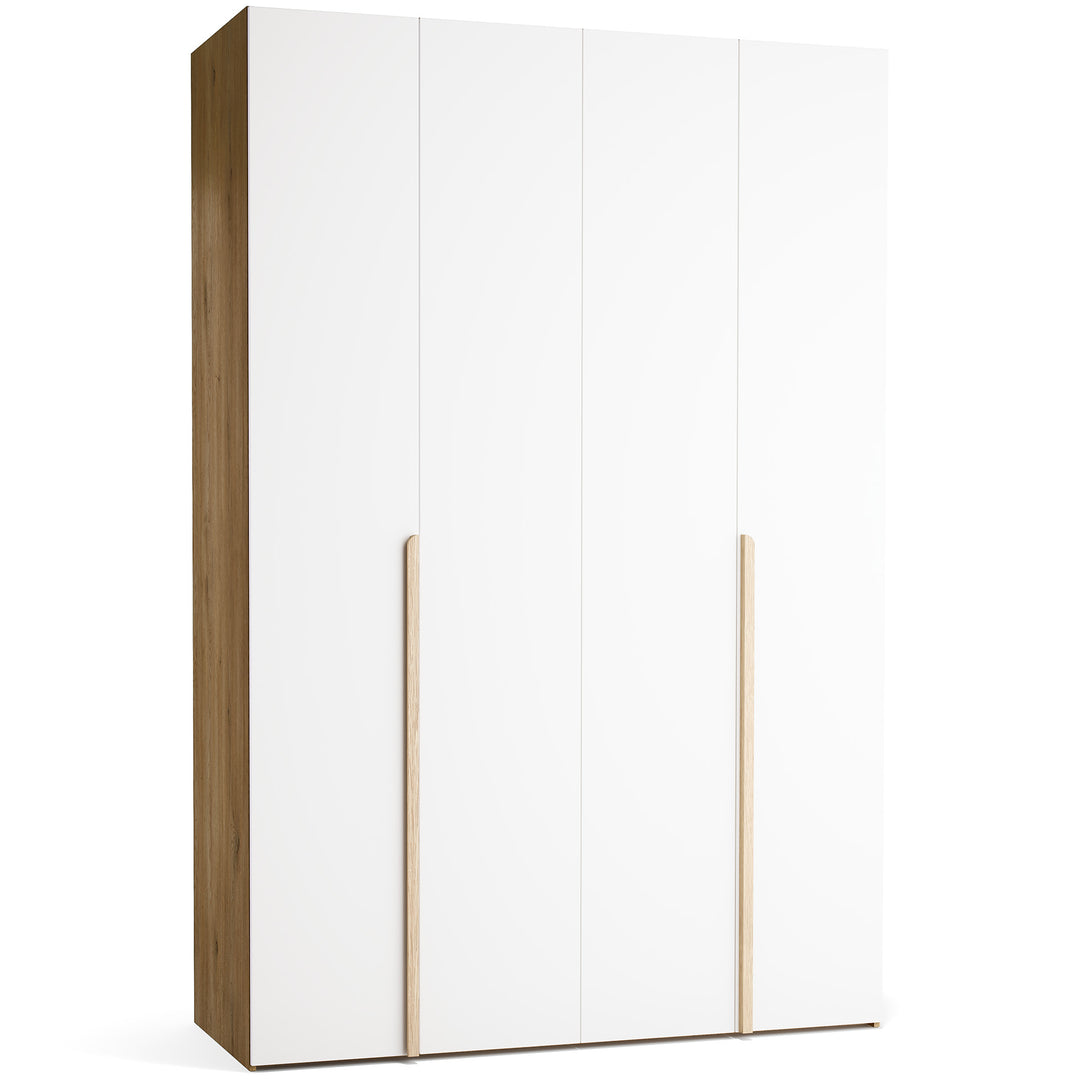 Dulap cu 4 usi albe si carcasa stejar VOX Stor L 160 cm