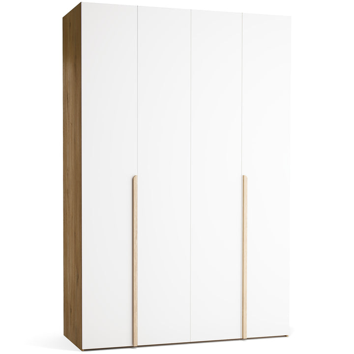 Dulap cu 4 usi albe si carcasa stejar VOX Stor L 160 cm