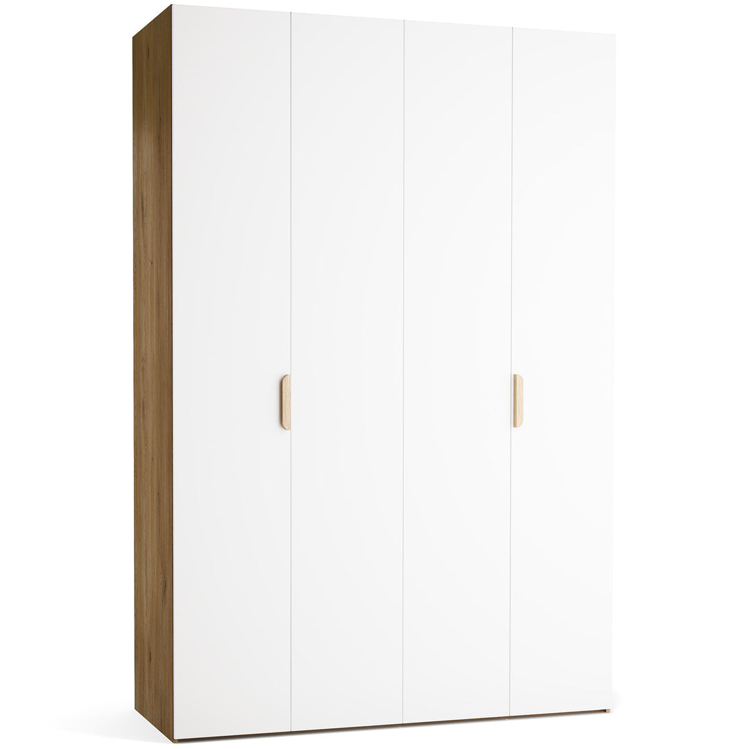 Dulap cu 4 usi albe si carcasa stejar VOX Stor L 160 cm