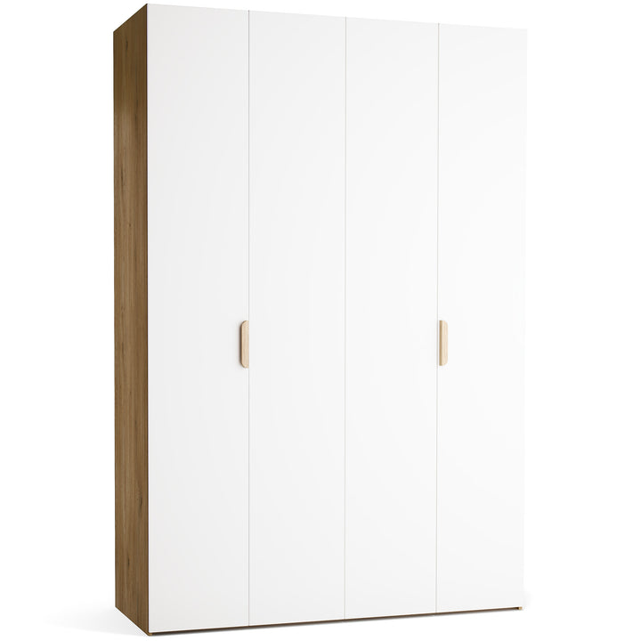 Dulap cu 4 usi albe si carcasa stejar VOX Stor L 160 cm
