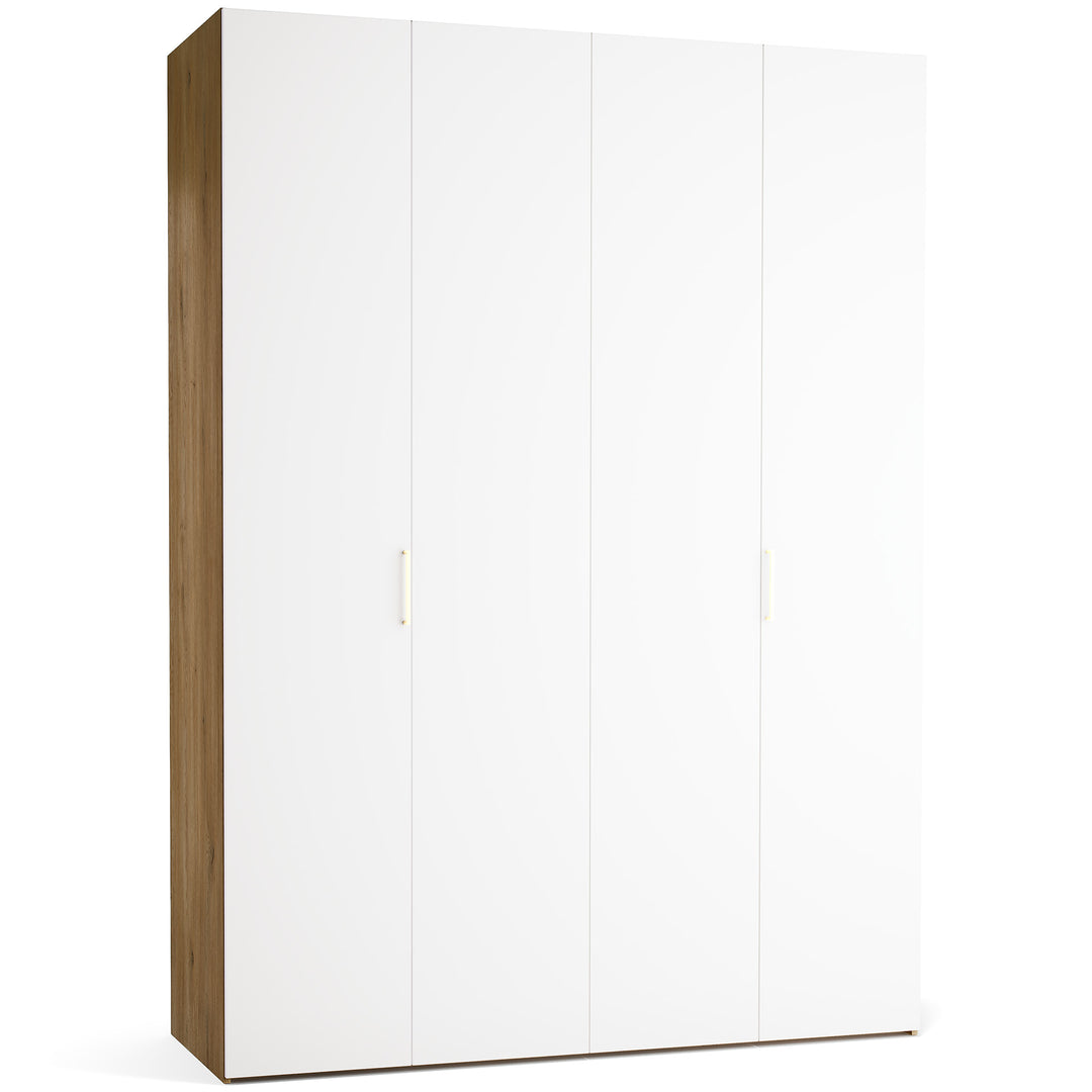 Dulap cu 4 usi albe si carcasa stejar VOX Stor L 175 cm