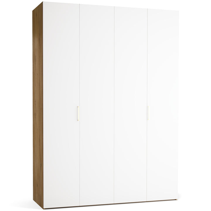 Dulap cu 4 usi albe si carcasa stejar VOX Stor L 175 cm