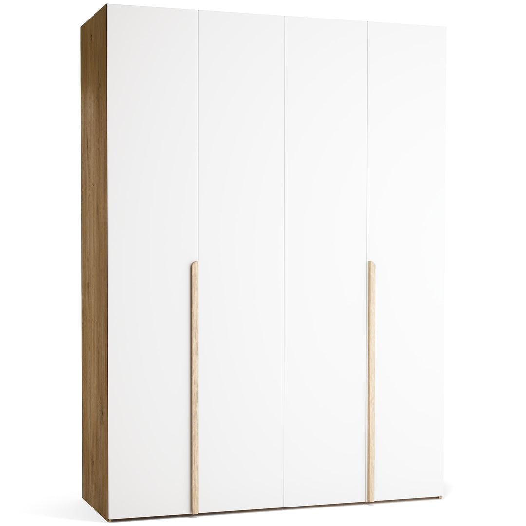 Dulap cu 4 usi albe si carcasa stejar VOX Stor L 175 cm