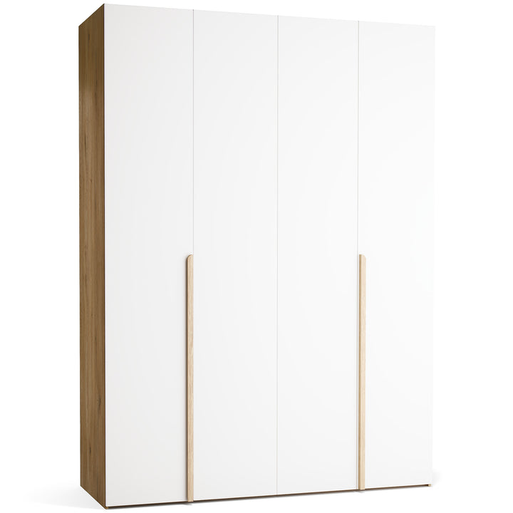 Dulap cu 4 usi albe si carcasa stejar VOX Stor L 175 cm