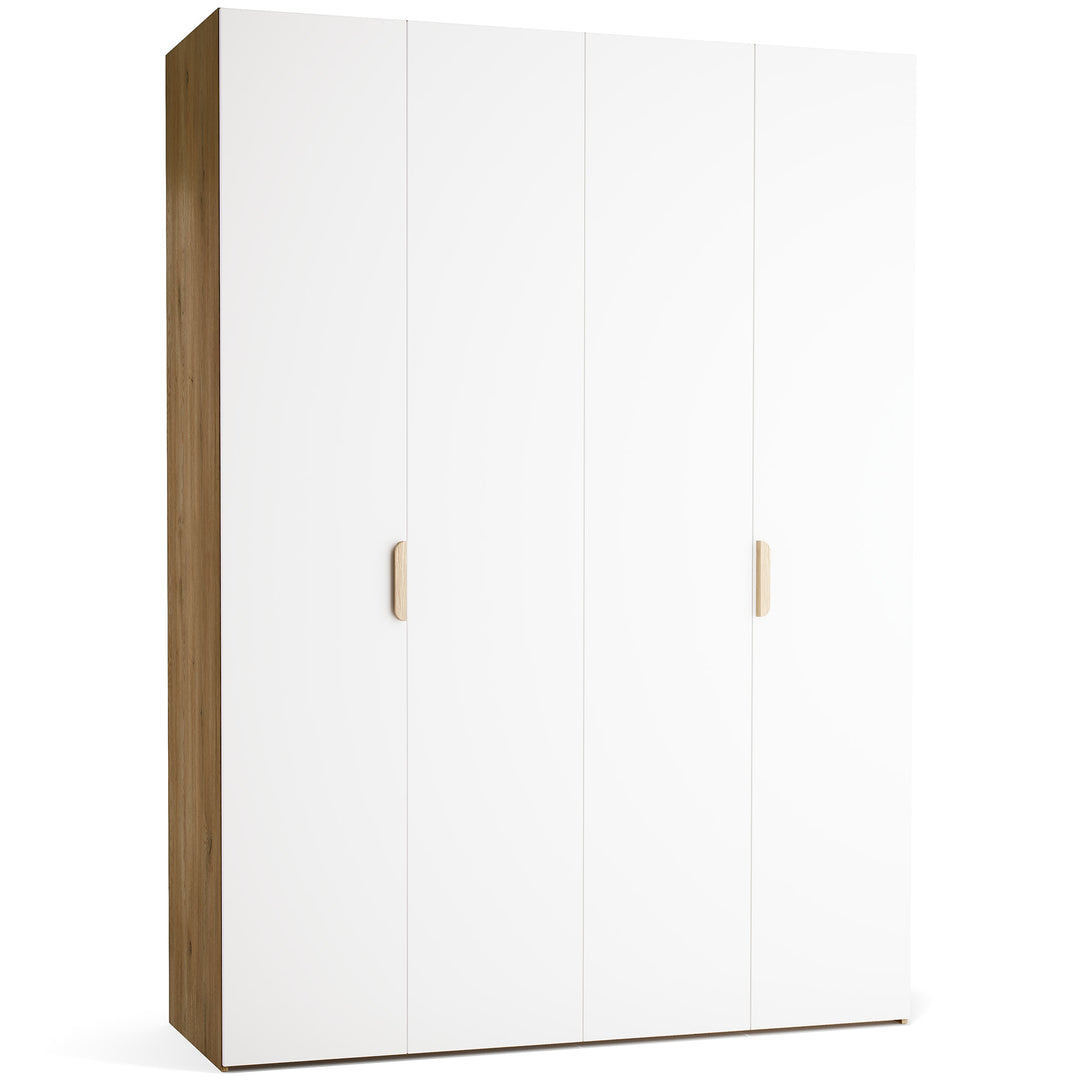 Dulap cu 4 usi albe si carcasa stejar VOX Stor L 175 cm