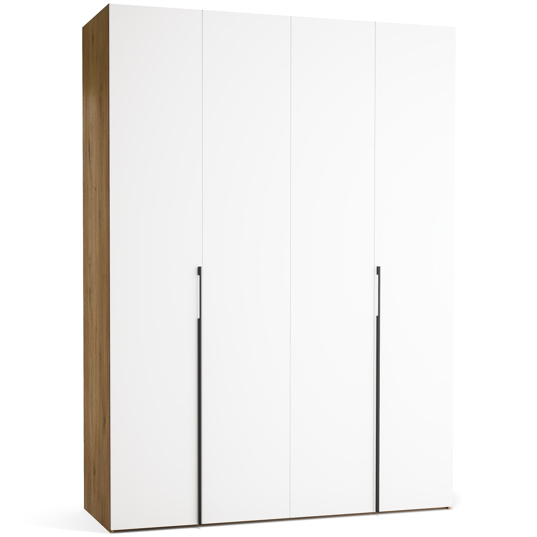 Dulap cu 4 usi albe si carcasa stejar VOX Stor L 175 cm