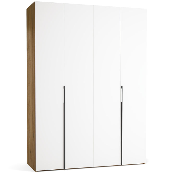 Dulap cu 4 usi albe si carcasa stejar VOX Stor L 175 cm