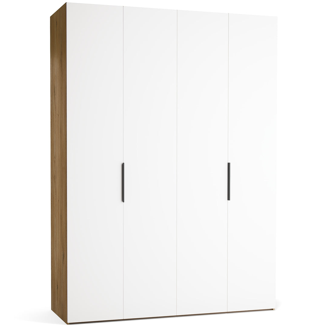 Dulap cu 4 usi albe si carcasa stejar VOX Stor L 175 cm