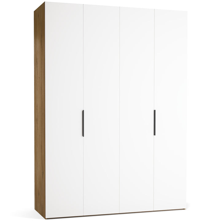 Dulap cu 4 usi albe si carcasa stejar VOX Stor L 175 cm