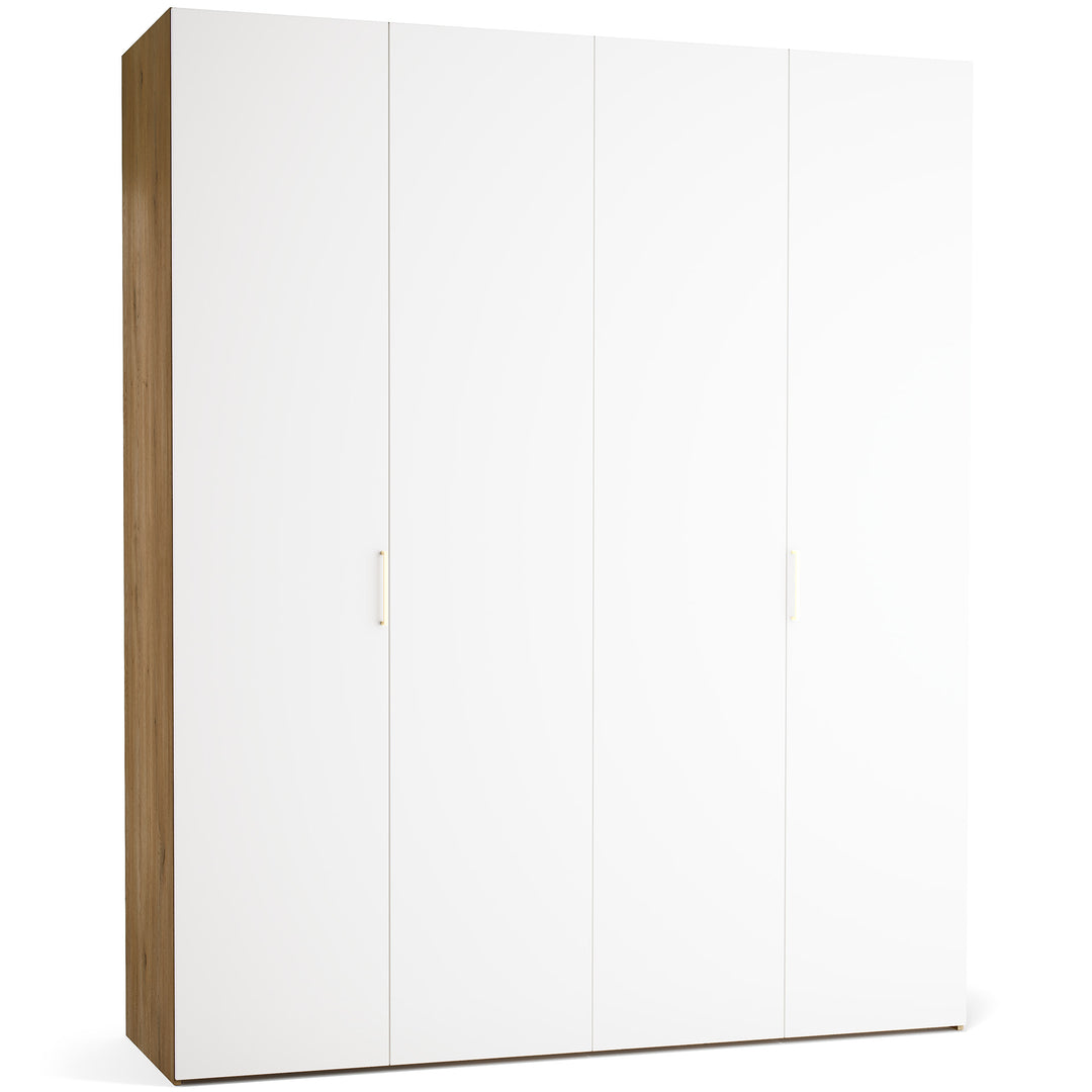 Dulap cu 4 usi albe si carcasa stejar VOX Stor L 200 cm