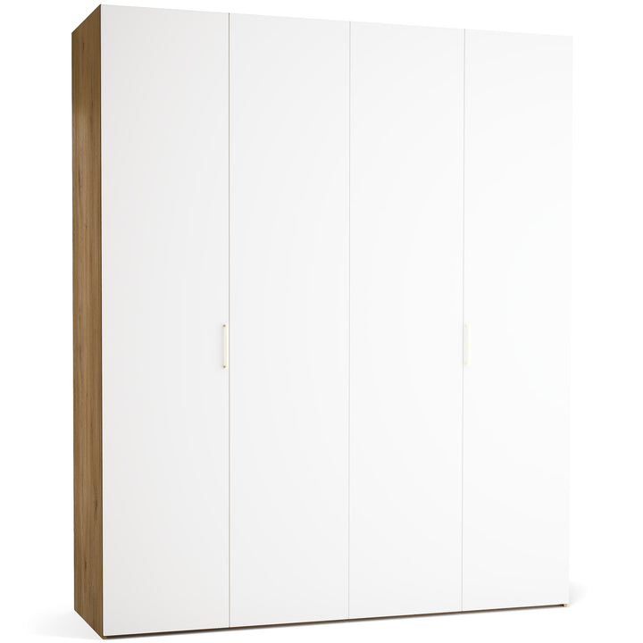 Dulap cu 4 usi albe si carcasa stejar VOX Stor L 200 cm